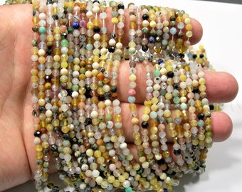 Gemstone mix - 3.5 mm micro faceted round beads - 115 beads - Full strand  - A Quality - PG238