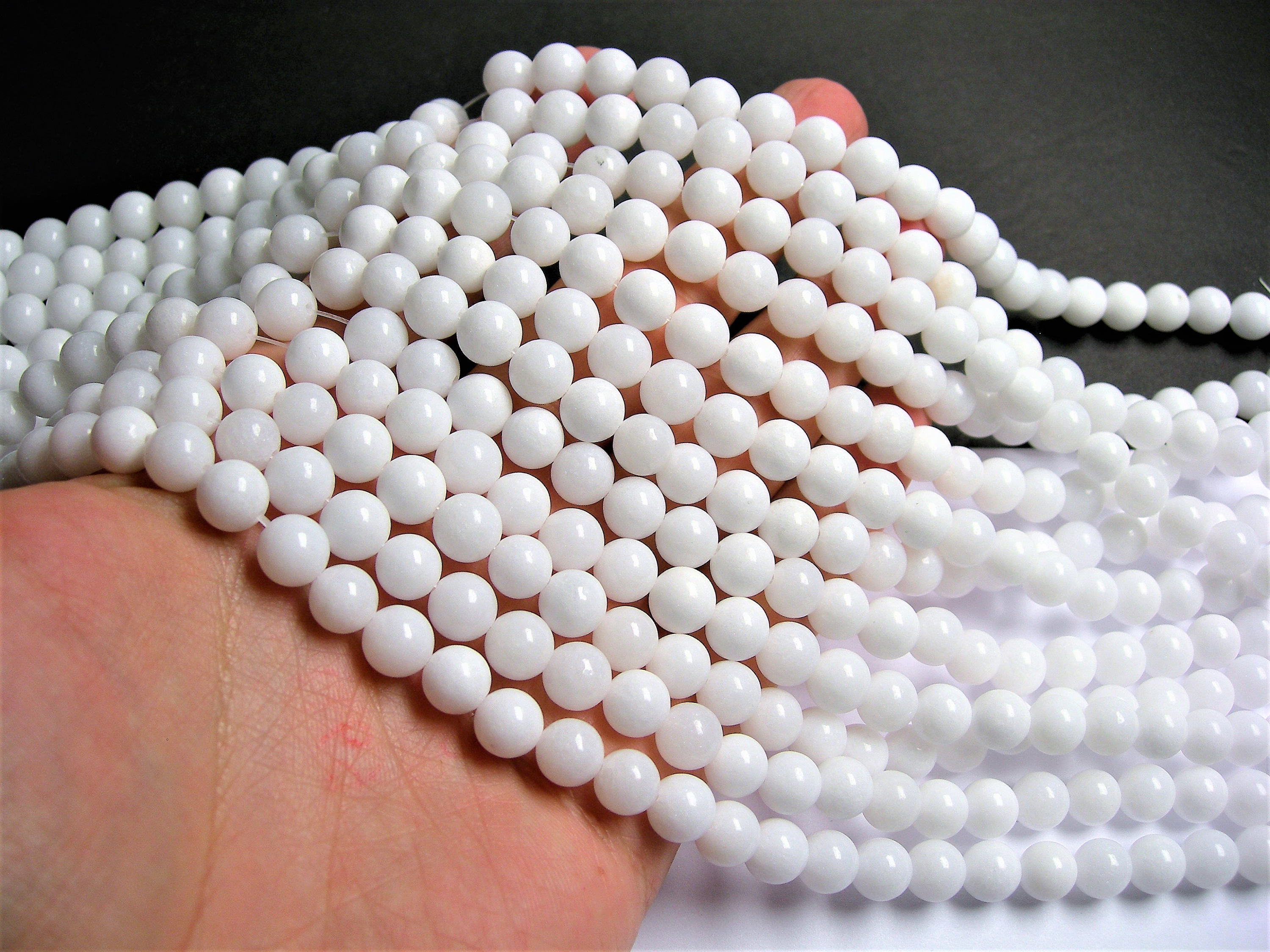 White Jade 8mm round beads 1 full strand 47 beads per strand