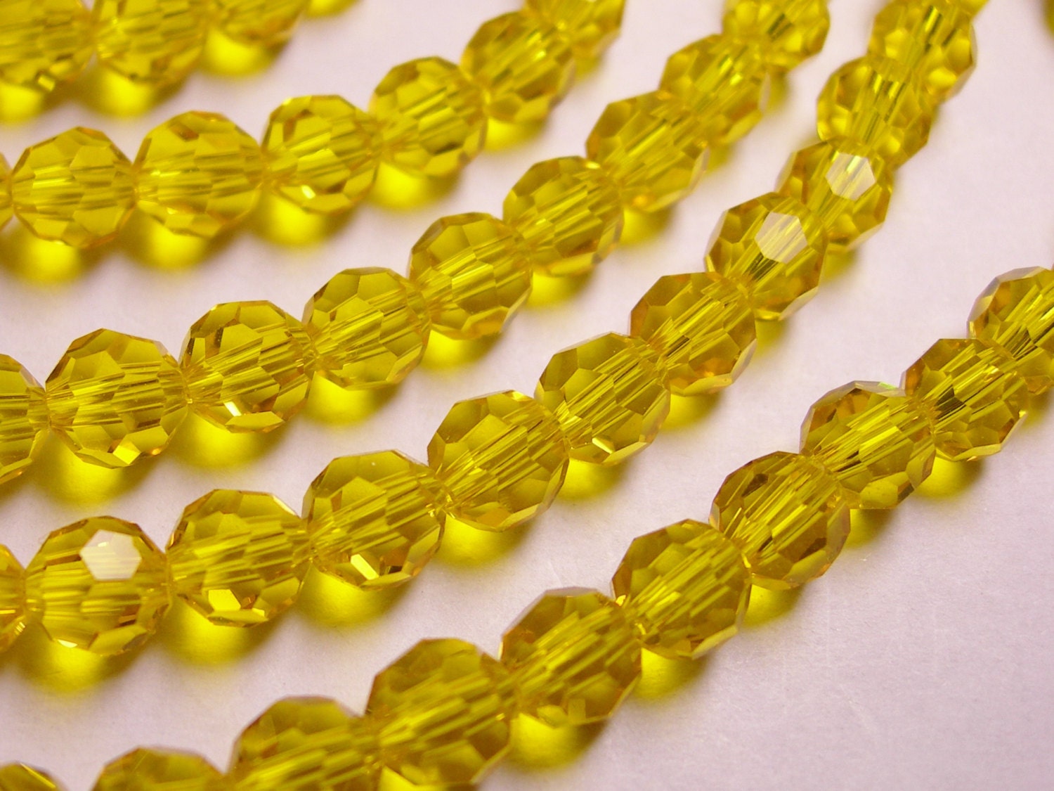Crystal round faceted 6mm beads 72 beads AA quality yellow Full strand