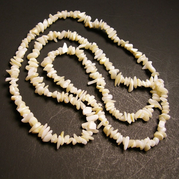 Mother of pearl chips stone beads  -1 full strand - 36 inch - A quality