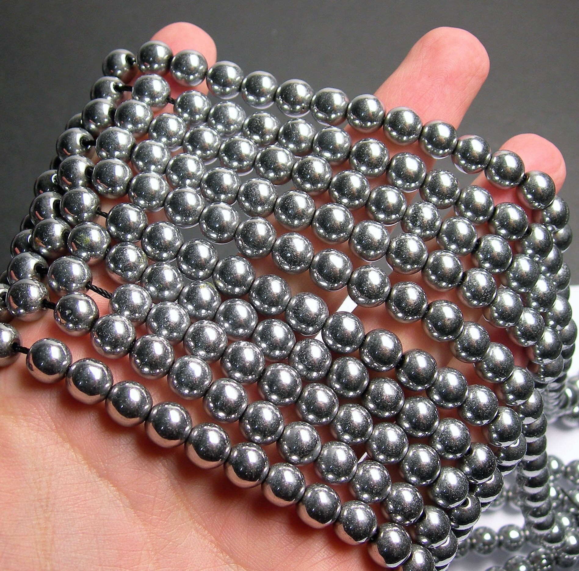 Silver Hematite 8 mm round beads full strand 51 beads Etsy
