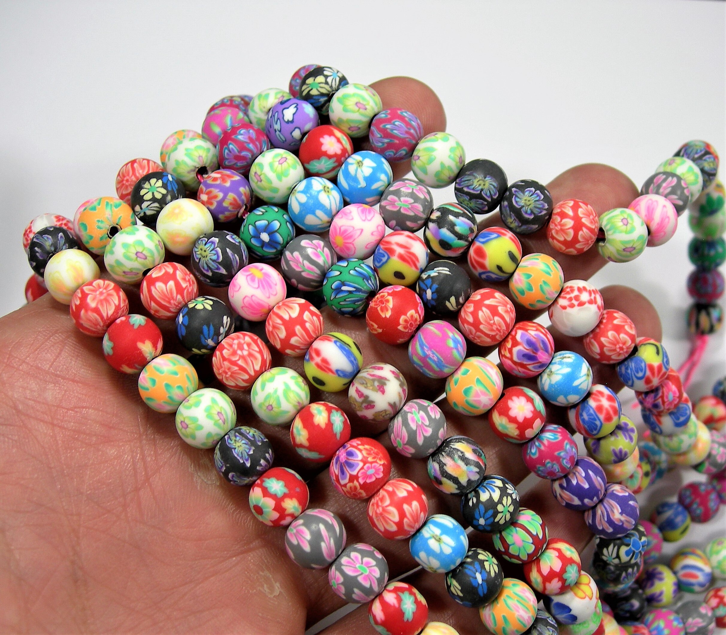 Mixed Polymer Clay 8mm Round Beads Full Strand 46 Beads Etsy