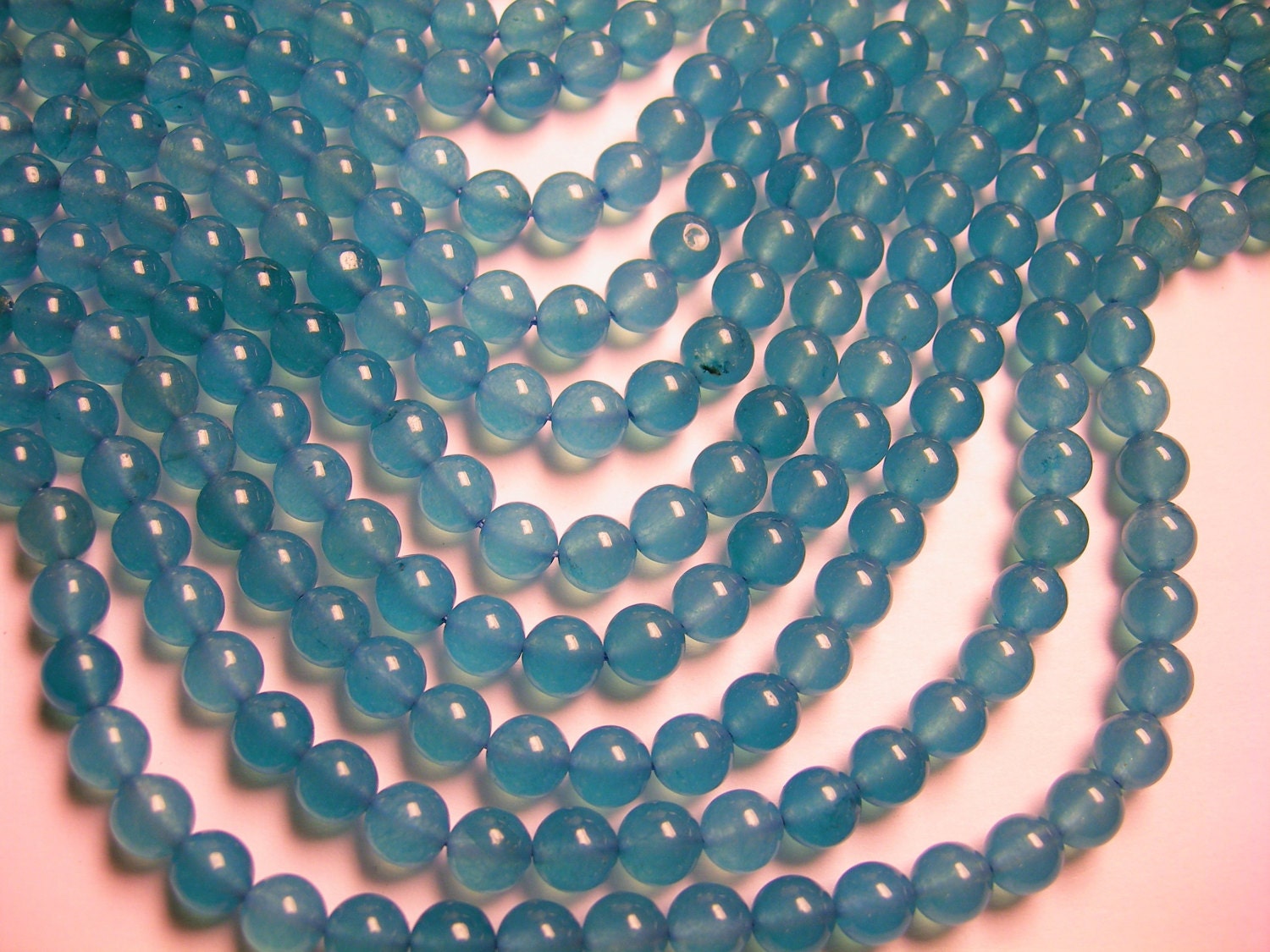 Jade 8 mm round beads 1 full strand of 47 beads Aqua blue Color jade