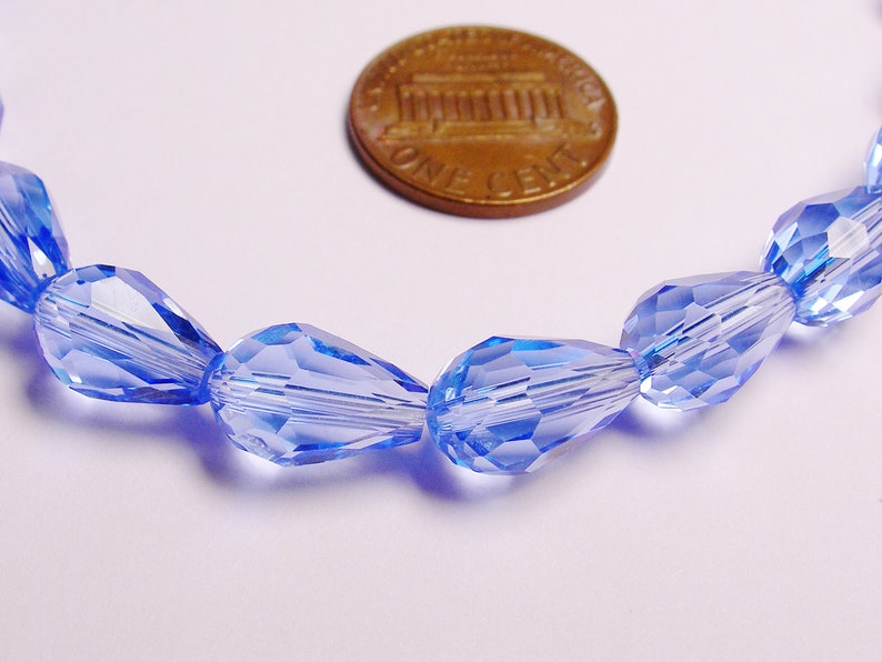 Faceted teardrop crystal beads 20 pcs 11 mm by 7mm clear blue Etsy