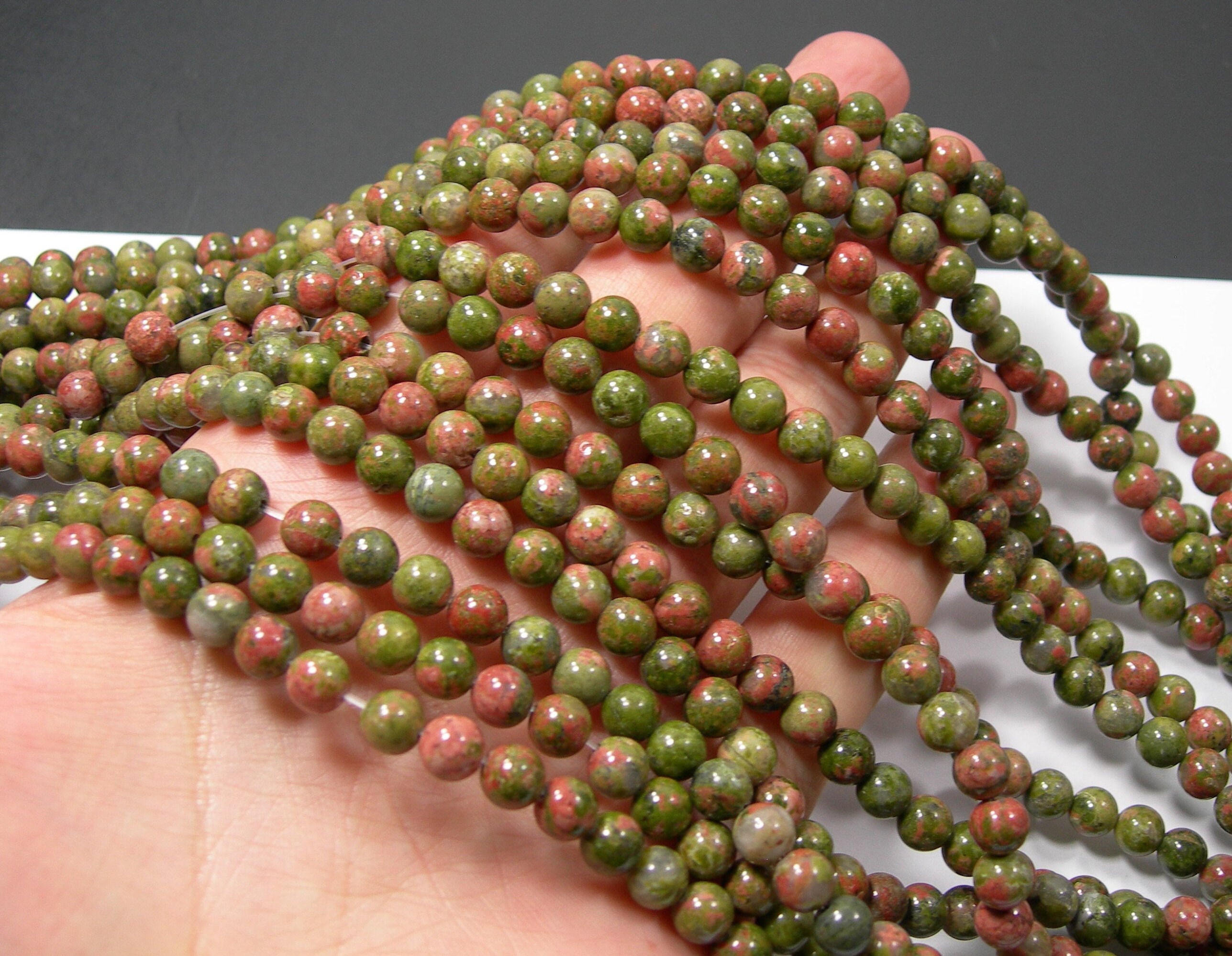 Unakite - 6.5mm round beads - full strand - 59 beads - RFG1033