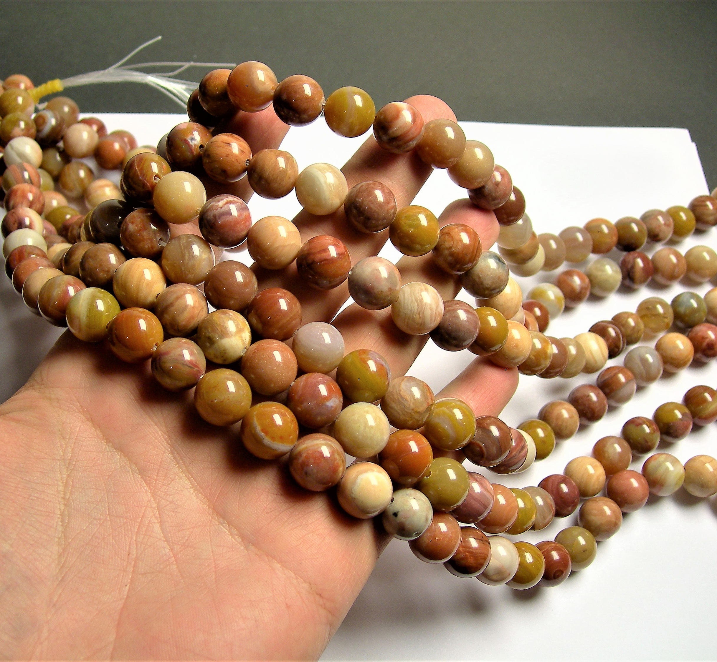 Petrified wood 12mm round beads 1 full strand 33 beads