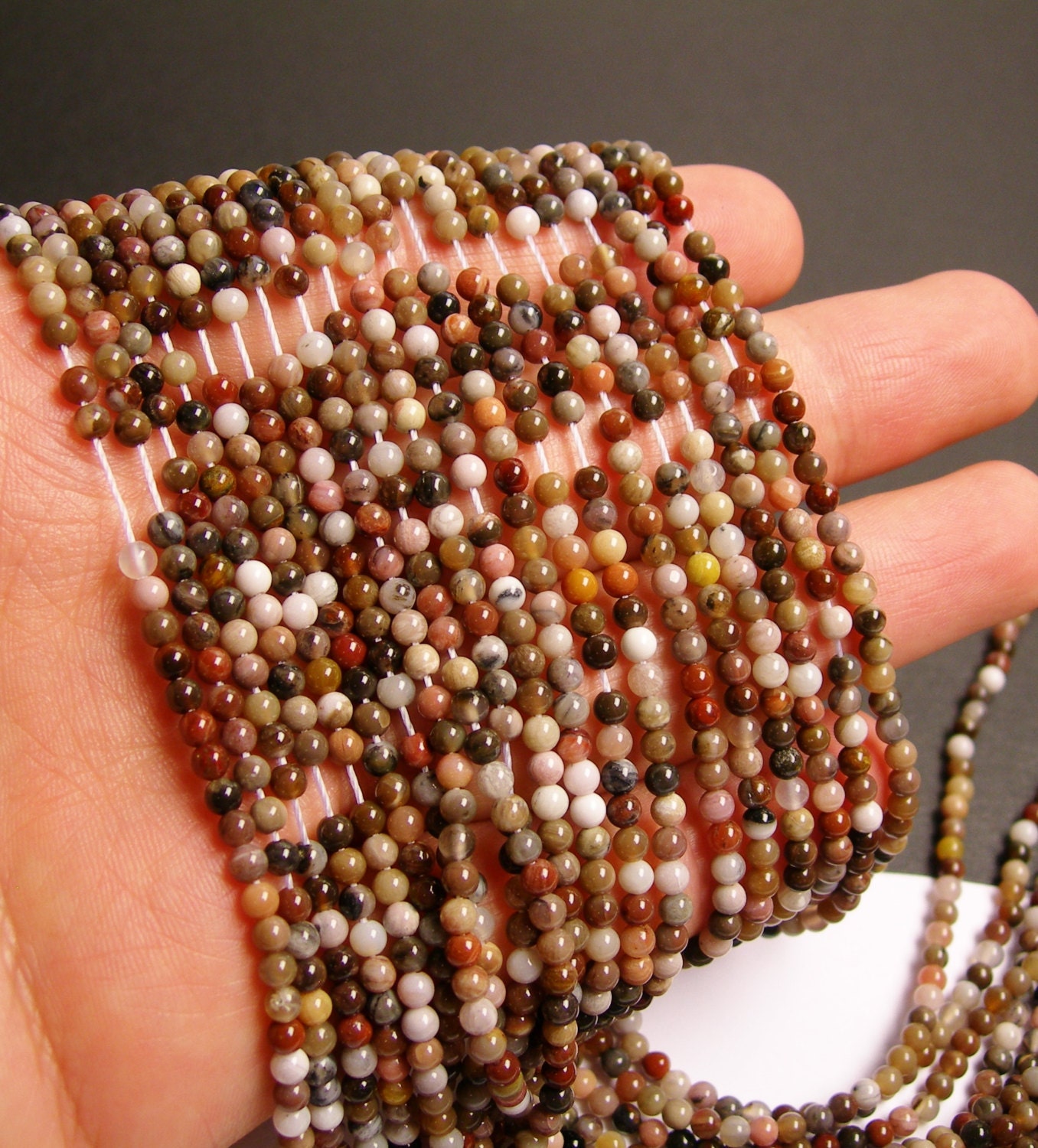 Petrified wood 3mm round beads 1 full strand 134 beads Etsy