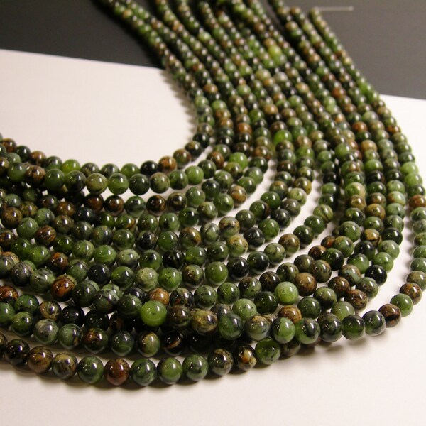 Rainforest jasper  - 6 mm round beads -1 full strand - 64 beads - A Quality