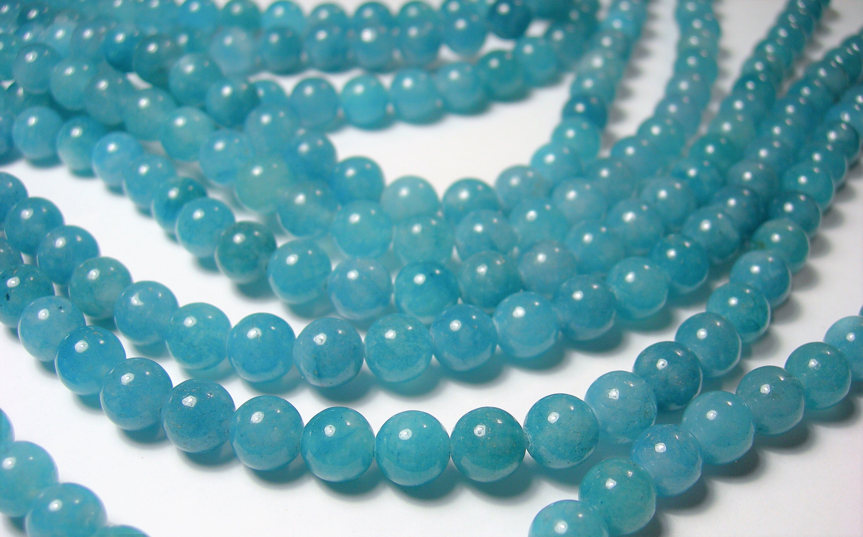 Jade 8mm round beads 1 full strand 48 beads color Aqua blue Jade