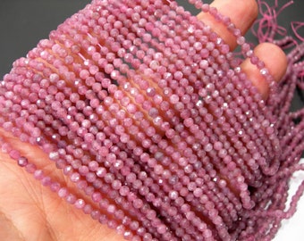 Tourmaline - 3mm micro faceted beads - full strand - 134beads - pink tourmaline - RFG2336