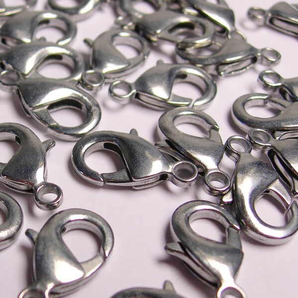 50 pcs - Stainless steel -Lobster Clasps 18 mm hypoallergenic - nickel free- lead free - cadmium free