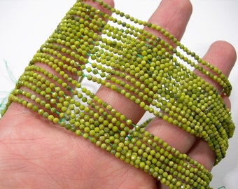 Yellow Green turquoise - 2mm( 2.1mm) micro faceted round beads -  full strand - 180 beads  - A Quality - PG255