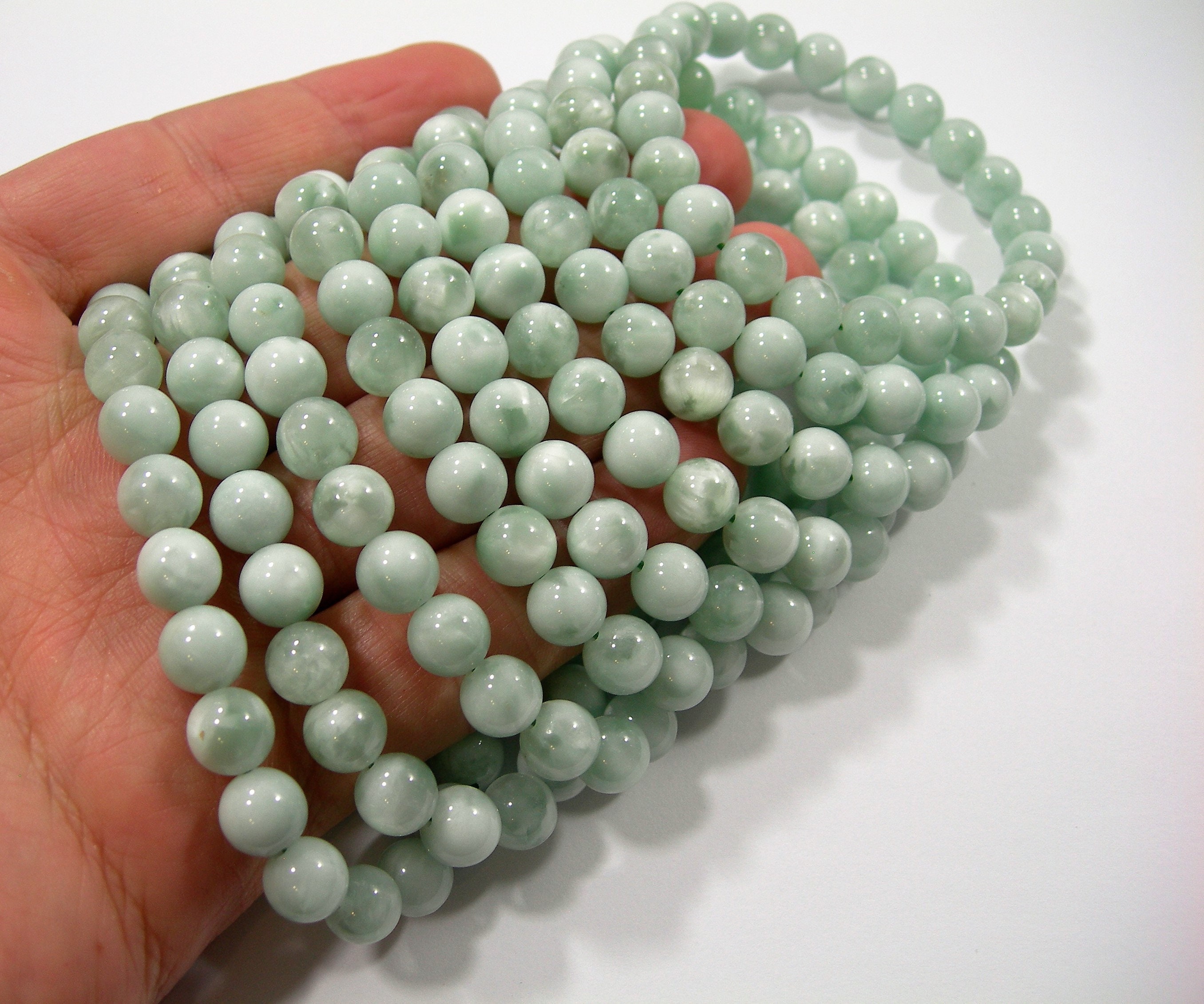 Green Angelite - 8mm round beads - 23 beads - 1 set - HSG224