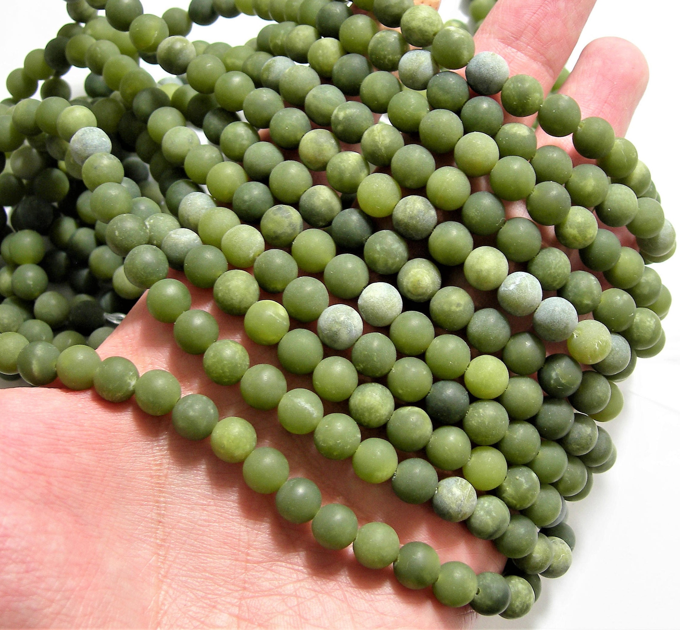 Jade 8mm round MATTE A quality 50 beads full strand RFG1472