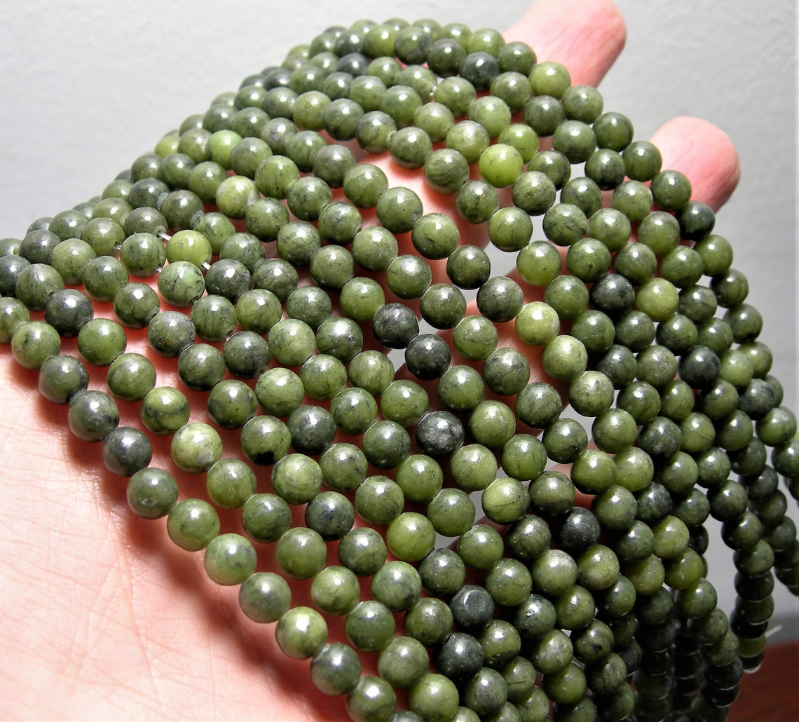 Serpentine jade 6mm round A quality 65 beads Etsy