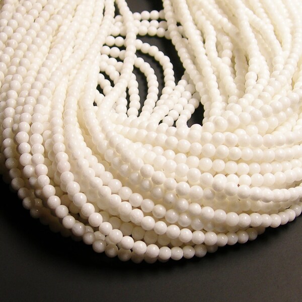 White Jade 4mm(4.5mm) round beads - 1 full strand - 87 beads per strand - A quality - NRG188