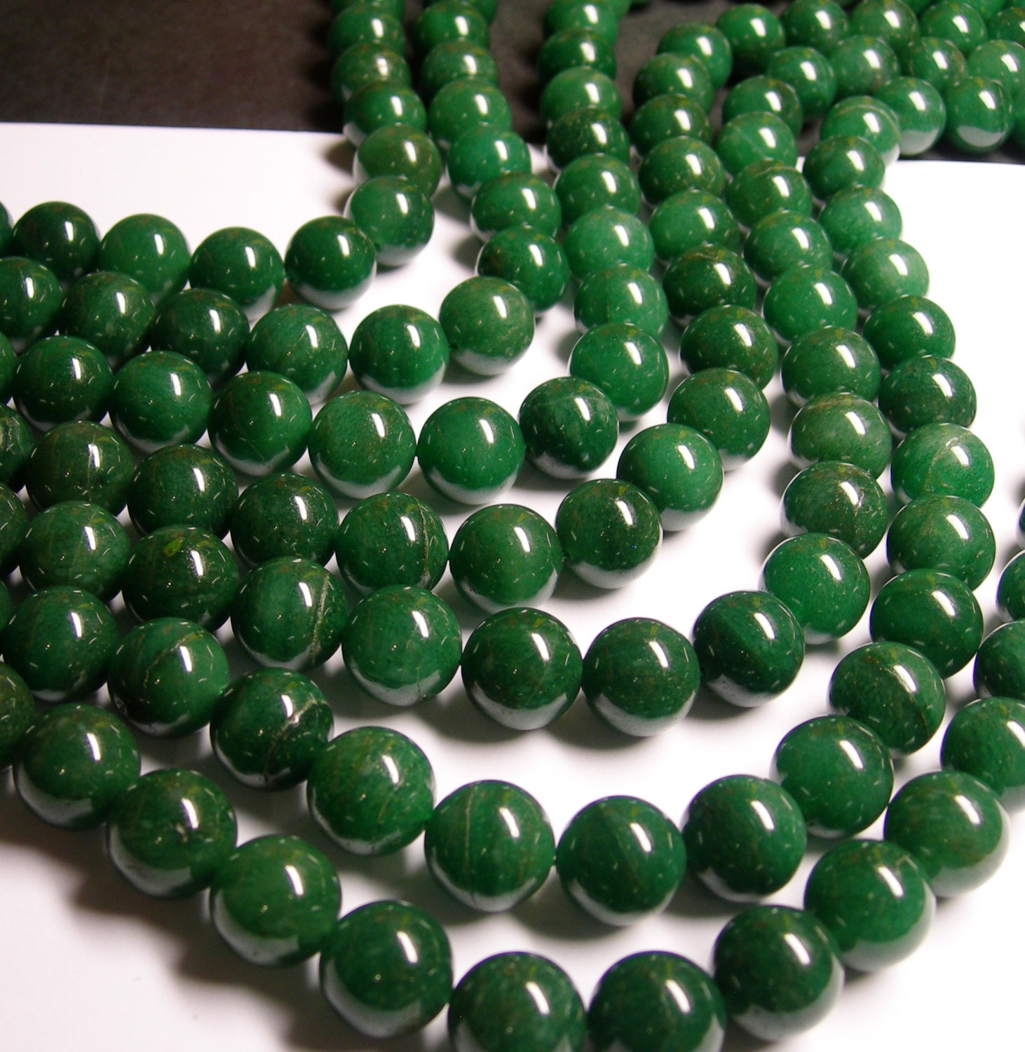 Green Aventurine 14mm round beads -1 full strand - 29 beads - Brazil