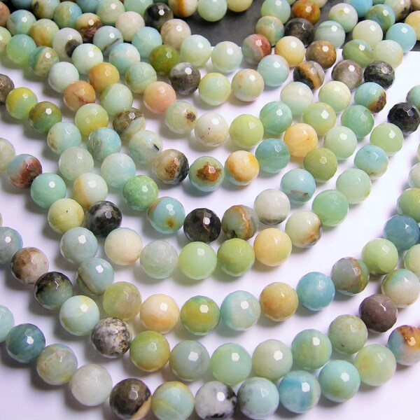 Amazonite - 12 mm faceted round beads -1 full strand - 33 beads - RFG210