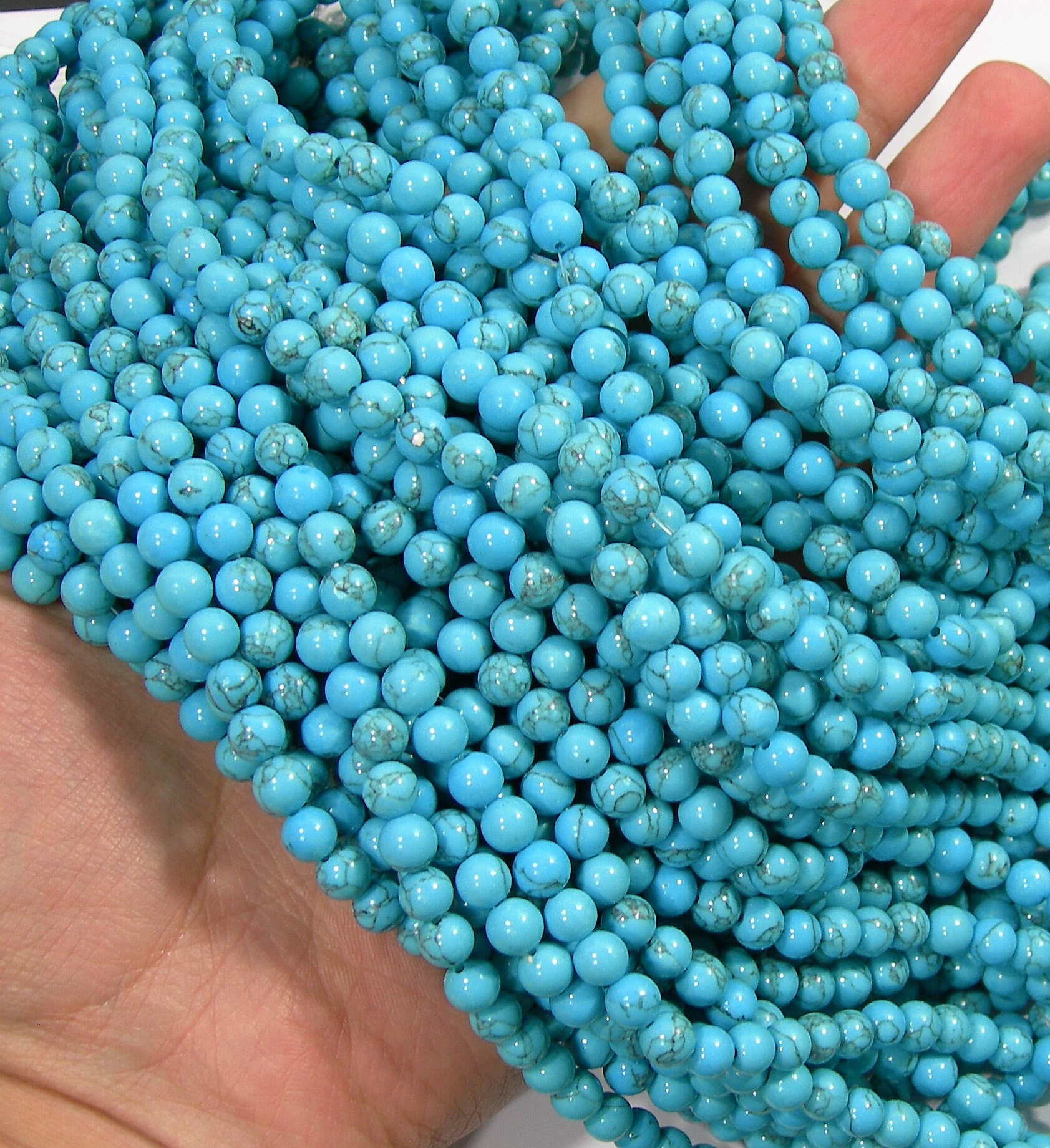 Turquoise 6mm beads full strand 63 pcs A Quality Turquoise