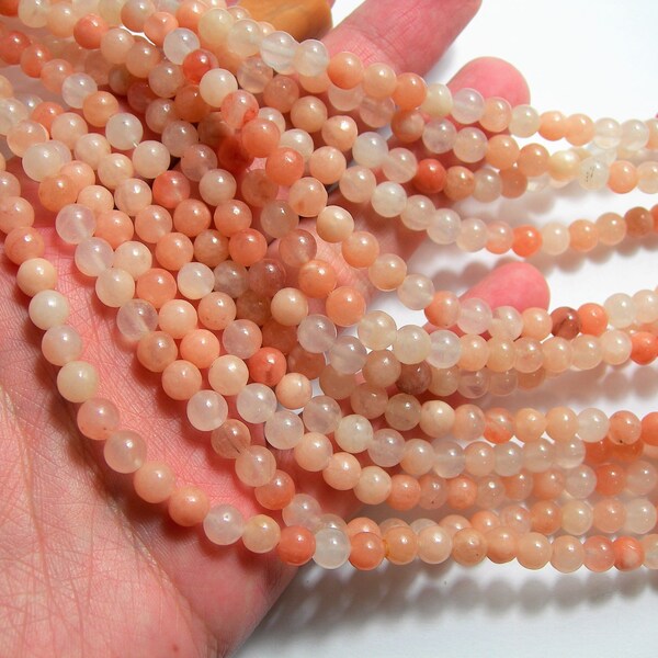 Pink aventurine  - 6 mm round beads -1 full strand - 64 beads - A Quality - RFG457