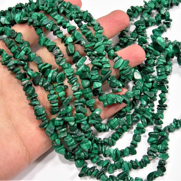 Malachite Gemstone - chip stone - pebble bead - full strand - 35 inch Genuine Malachite - PSC1