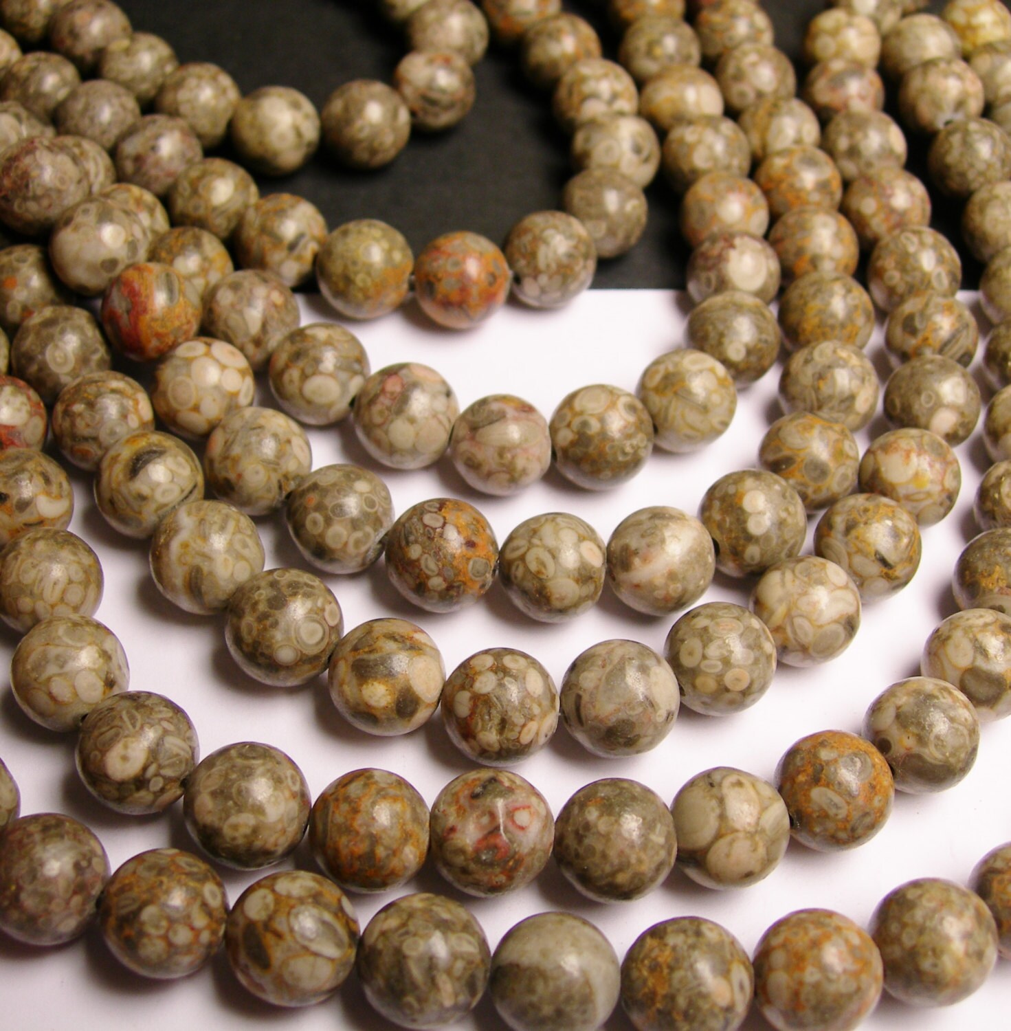 Fossil Jasper 12mm round beads 1 full strand 33 beads RFG1141