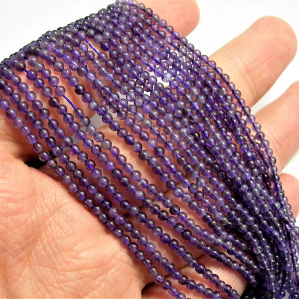 Amethyst - 2mm round - 175 beads - full strand - A quality - PG32