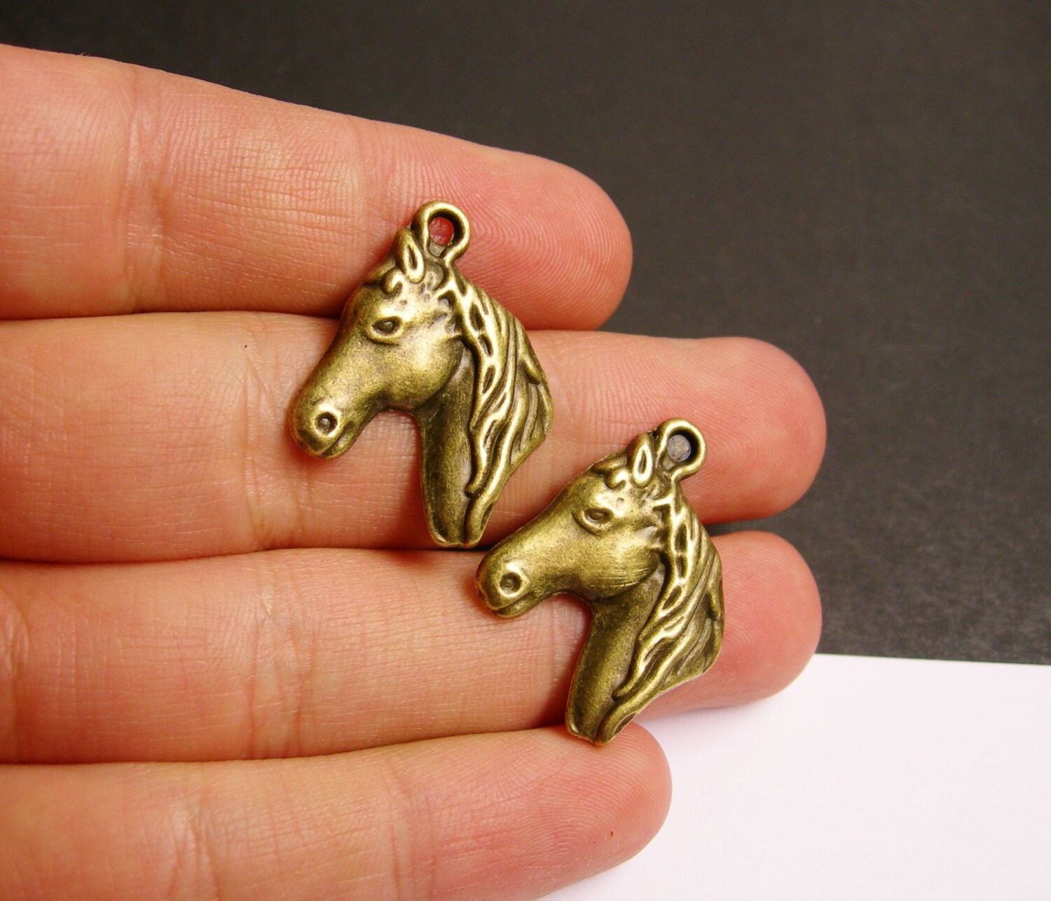 Horse charms 6 pcs antique bronze brass horse charms Etsy