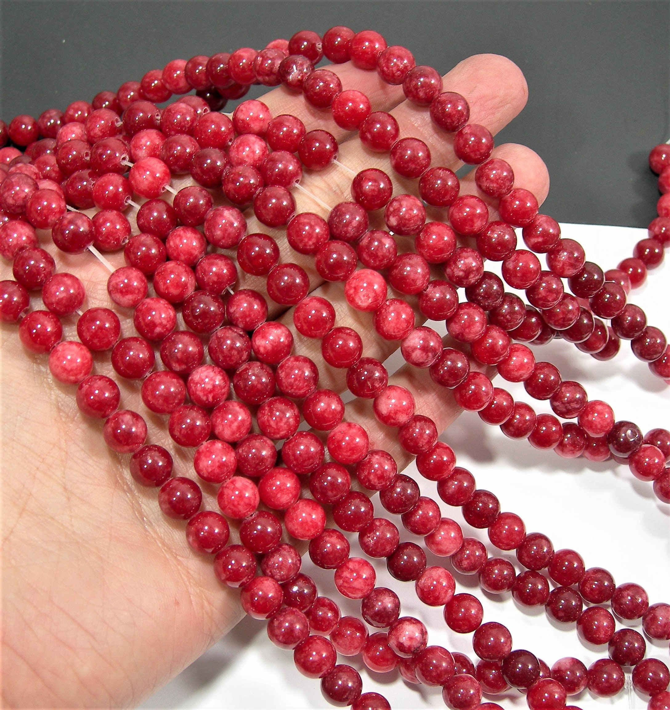 Malaysia red Jade 8 mm round beads full strand 48 beads | Etsy