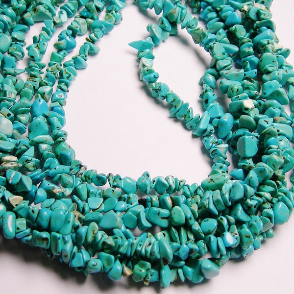 howlite turquoise chip stone - full 36 inch strand