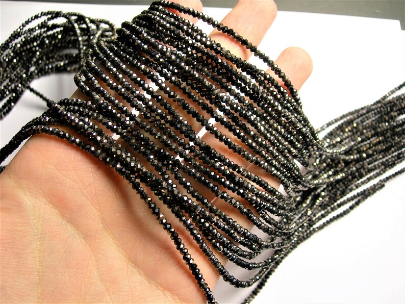 CAA2G179 AA quality Crystal Black charcoal rondelle faceted 3mm x 2mm beads 198 beads