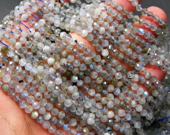 Labradorite - 4mm micro faceted beads - full strand 98 beads - micro faceted labradorite - RFG2340