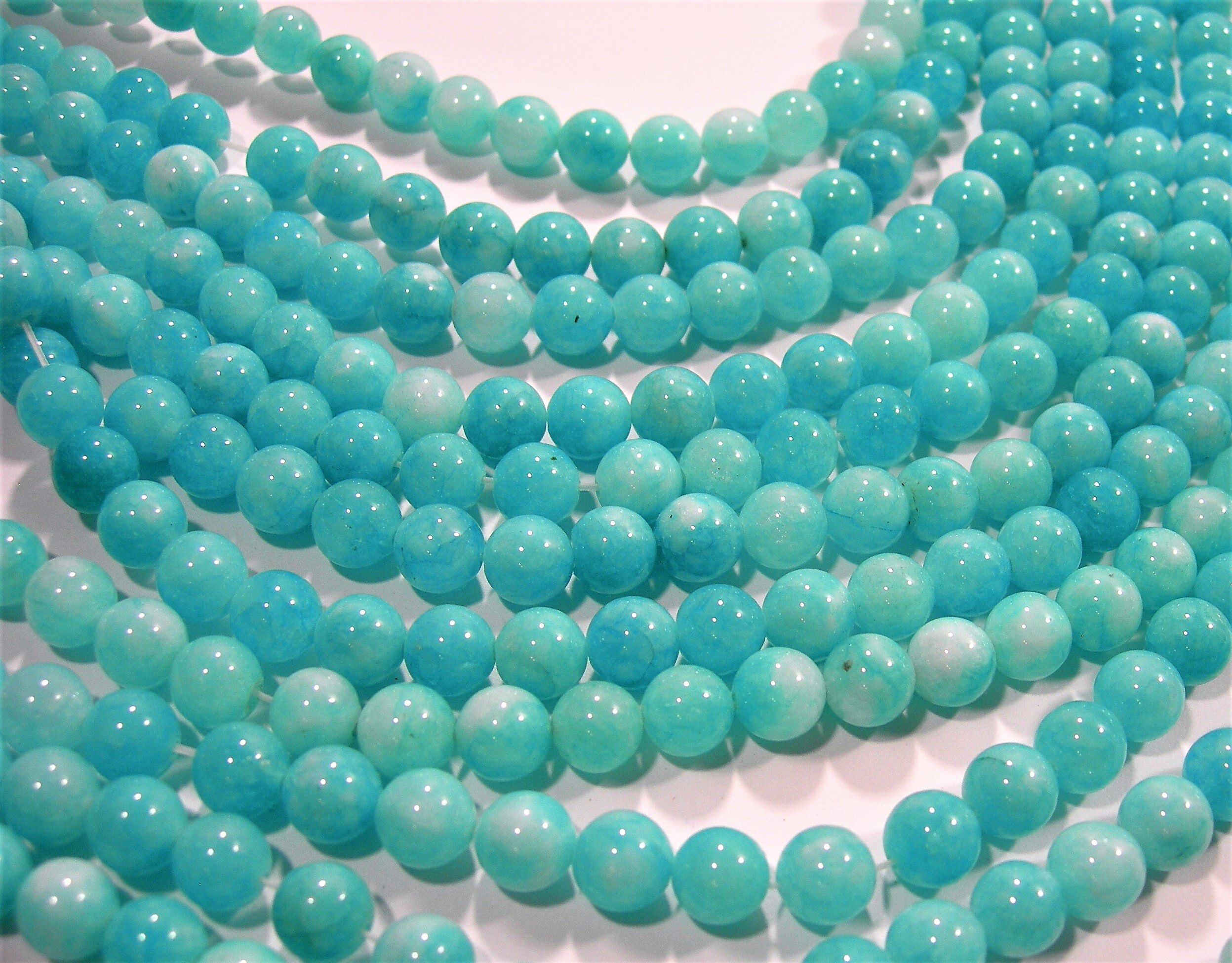 Malaysia Jade 8 mm round beads full strand 47 beads Aqua Jade