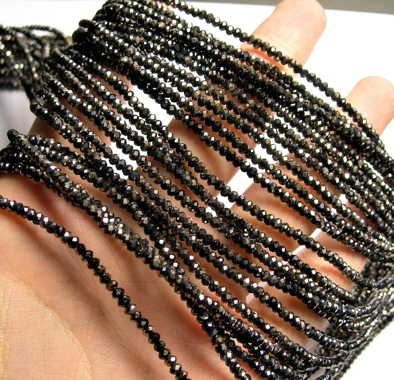 CAA2G179 AA quality Crystal Black charcoal rondelle faceted 3mm x 2mm beads 198 beads