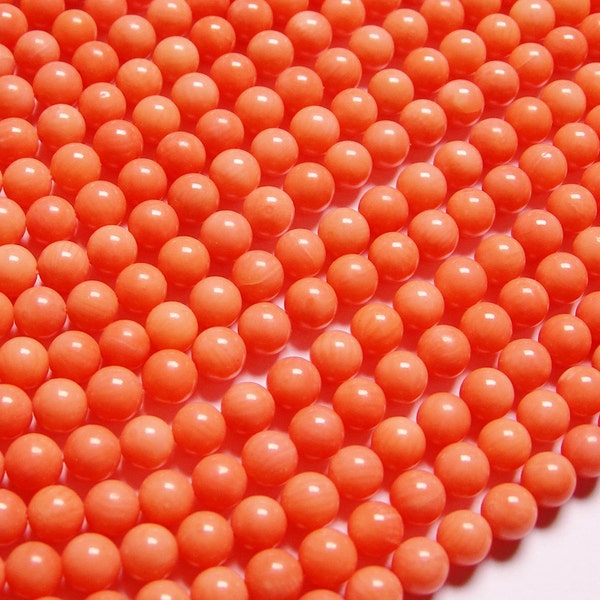 Coral 6mm  round bead  1 full strand, AA quality 63 beads