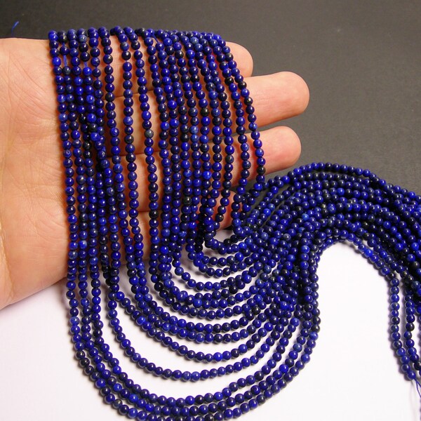 Lapis Lazuli 3.2mm -  round - full strand - 130 beads - A Quality - RFG1433