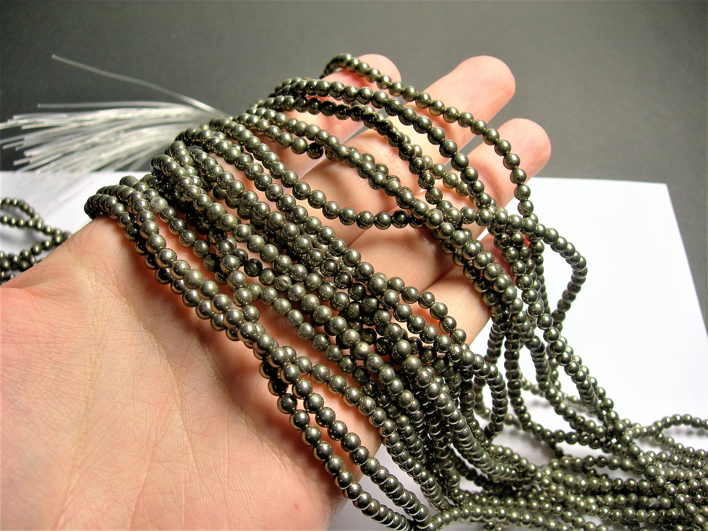 Pyrite 4mm Round Beads 1 Full Strand 100 Beads Entry Etsy