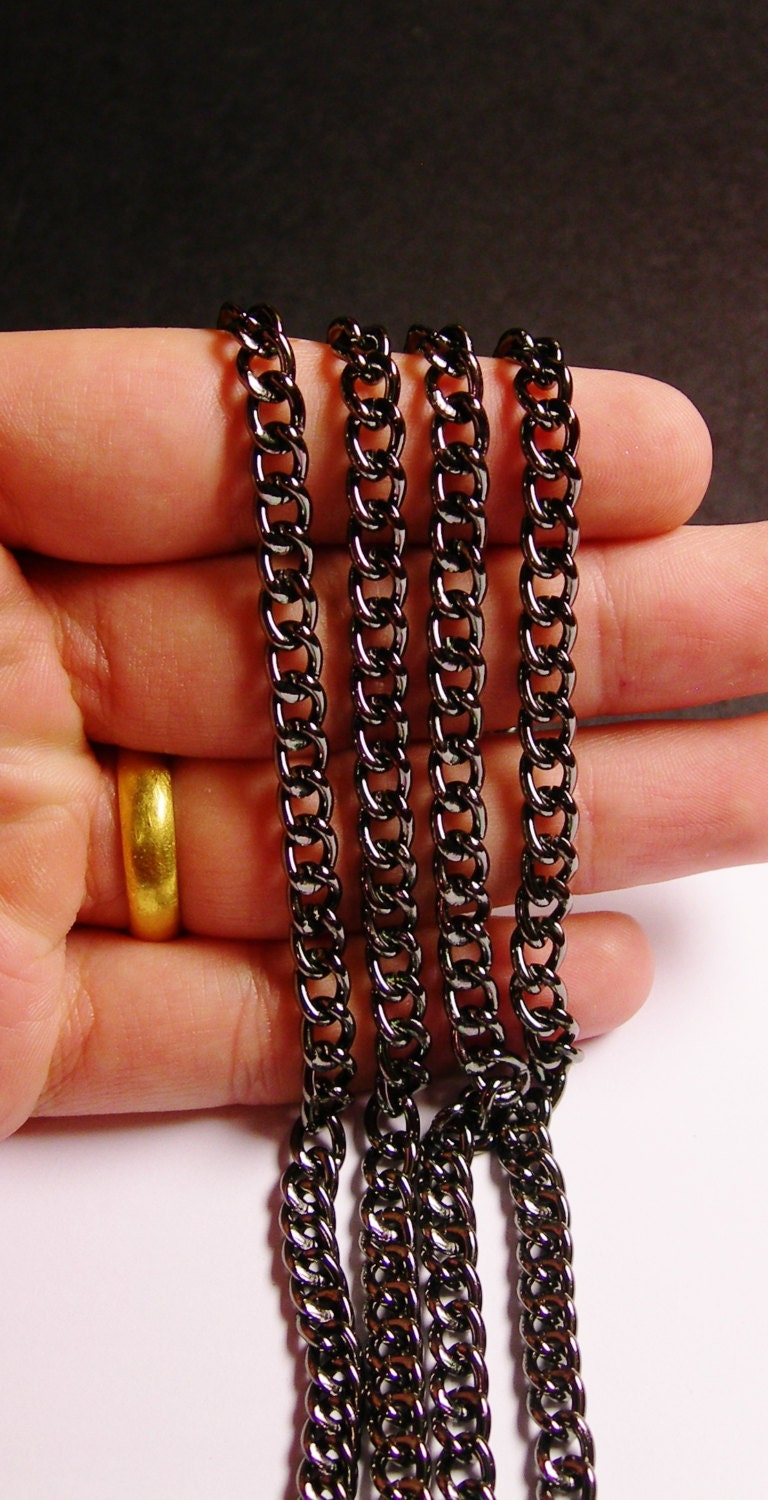 Black chain lead free nickel free won't tarnish 1 meter 3.3 feet