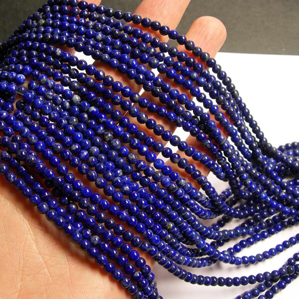 Lapis lazuli 4mm -  round - 1 full strand  - 97 beads - A quality -natural - RFG842