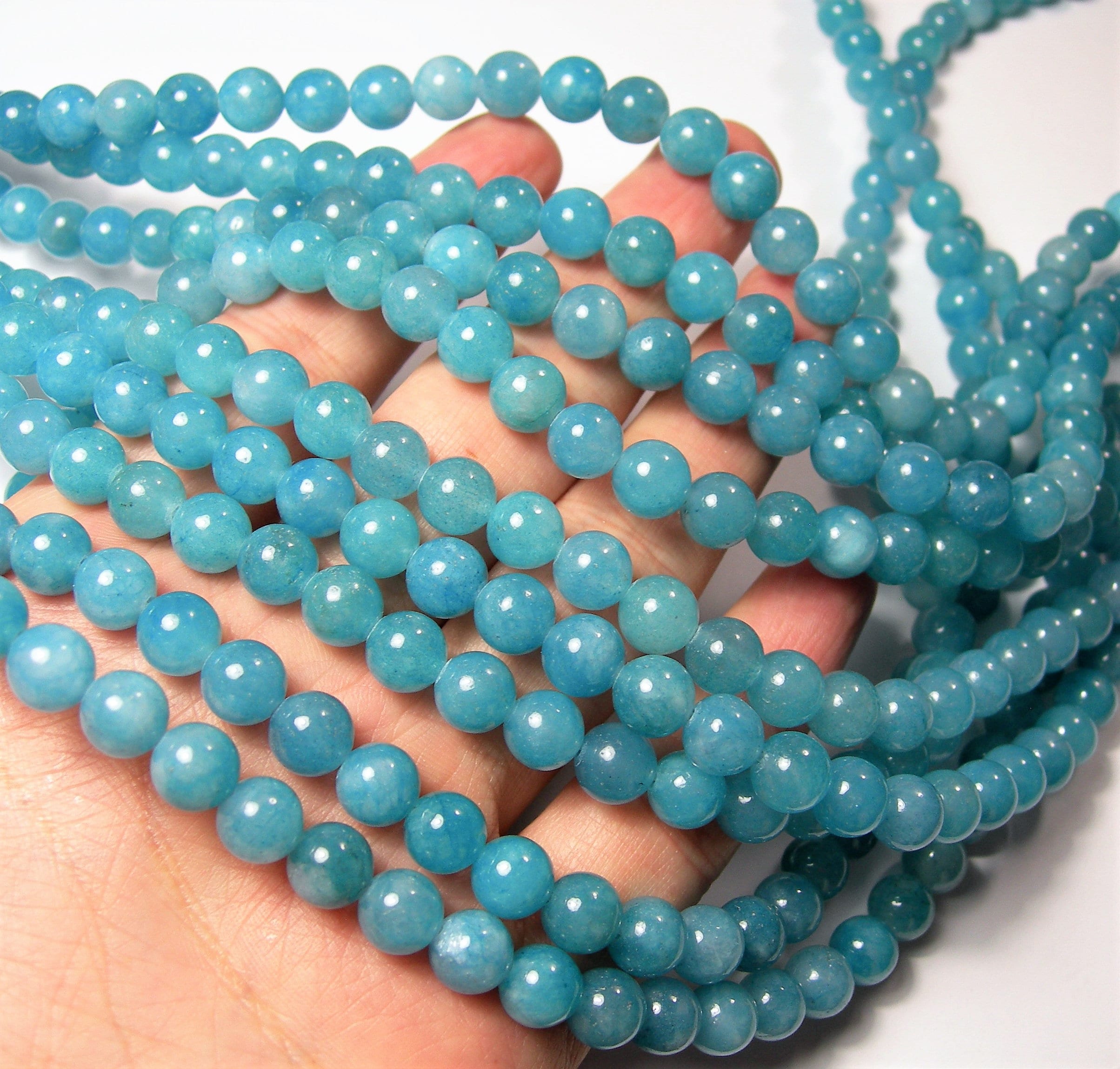 One strand beaded enhanced jade necklace