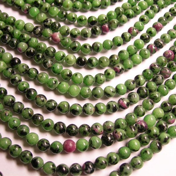 Ruby Zoisite - 6mm round beads -1 full strand - 65 beads  - RFG45