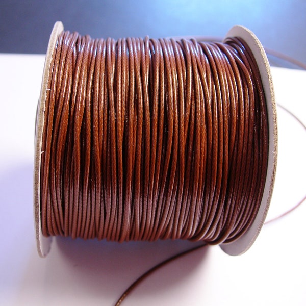 Faux leather wax cord - 1mm - high quality - 55 meter - 180 foot - brown