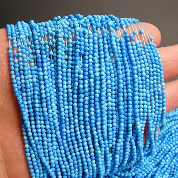 Howlite turquoise - 2mm round beads -1 full strand - 200 beads - AA quality