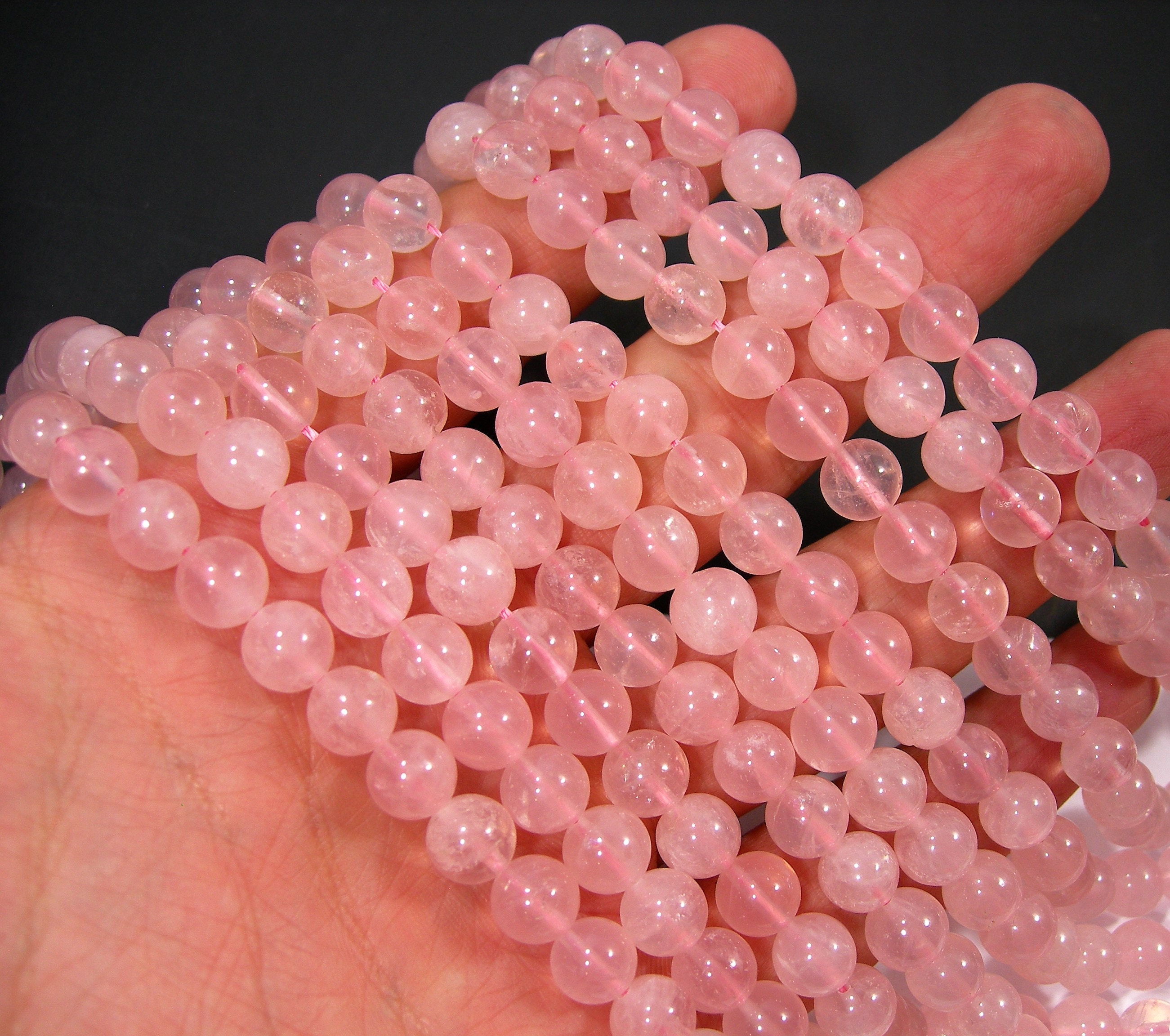 Rose quartz 8mm(8.5mm) round full strand 47 beads A Quality