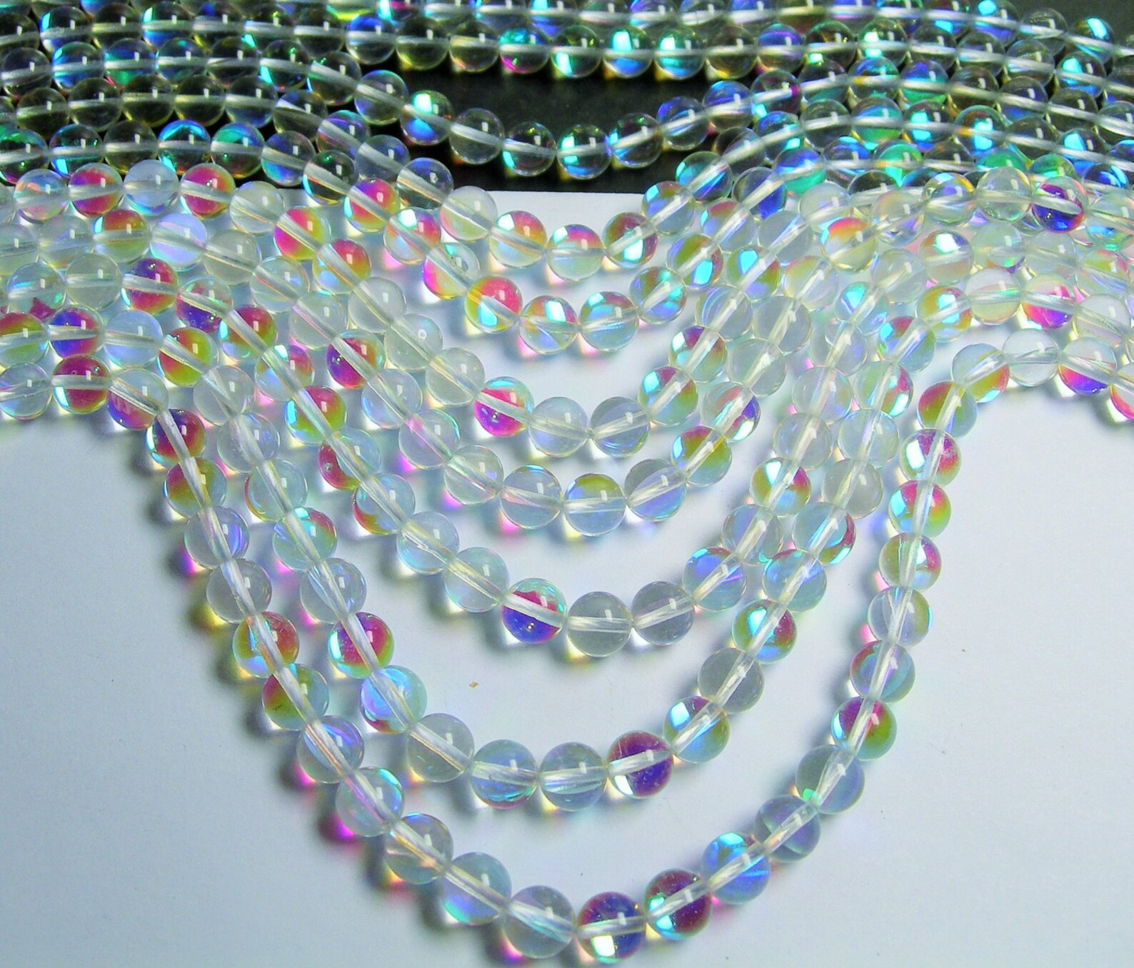 Mystic Aura Quartz 8mm Round Holographic Quartz 48 Beads Etsy