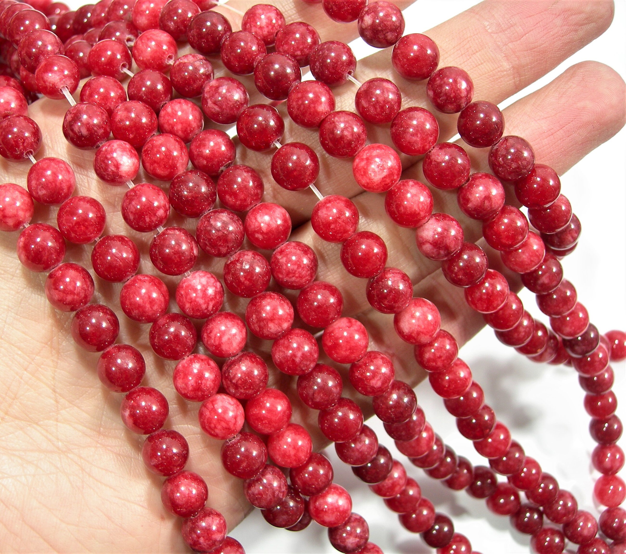Malaysia red Jade 8 mm round beads full strand 48 beads | Etsy