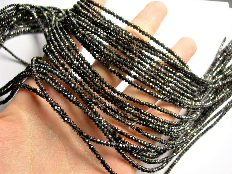 CAA2G179 AA quality Crystal Black charcoal rondelle faceted 3mm x 2mm beads 198 beads