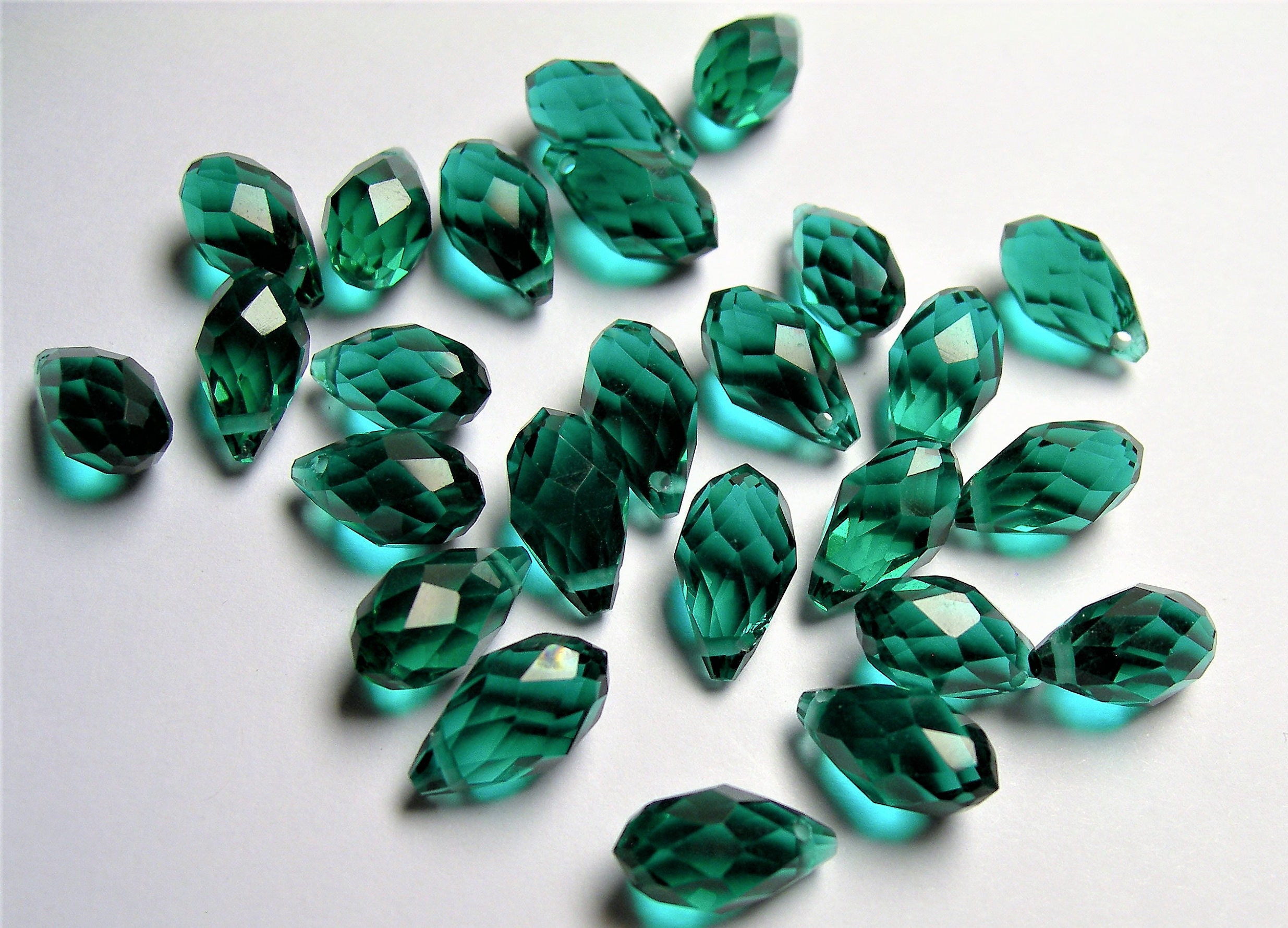 TURQUOISE CHRYSCOLLA GEMSTONE TOPDRILL BRIOLETTE TEARDROP 11X7MM LOOSE BEADS 8/"