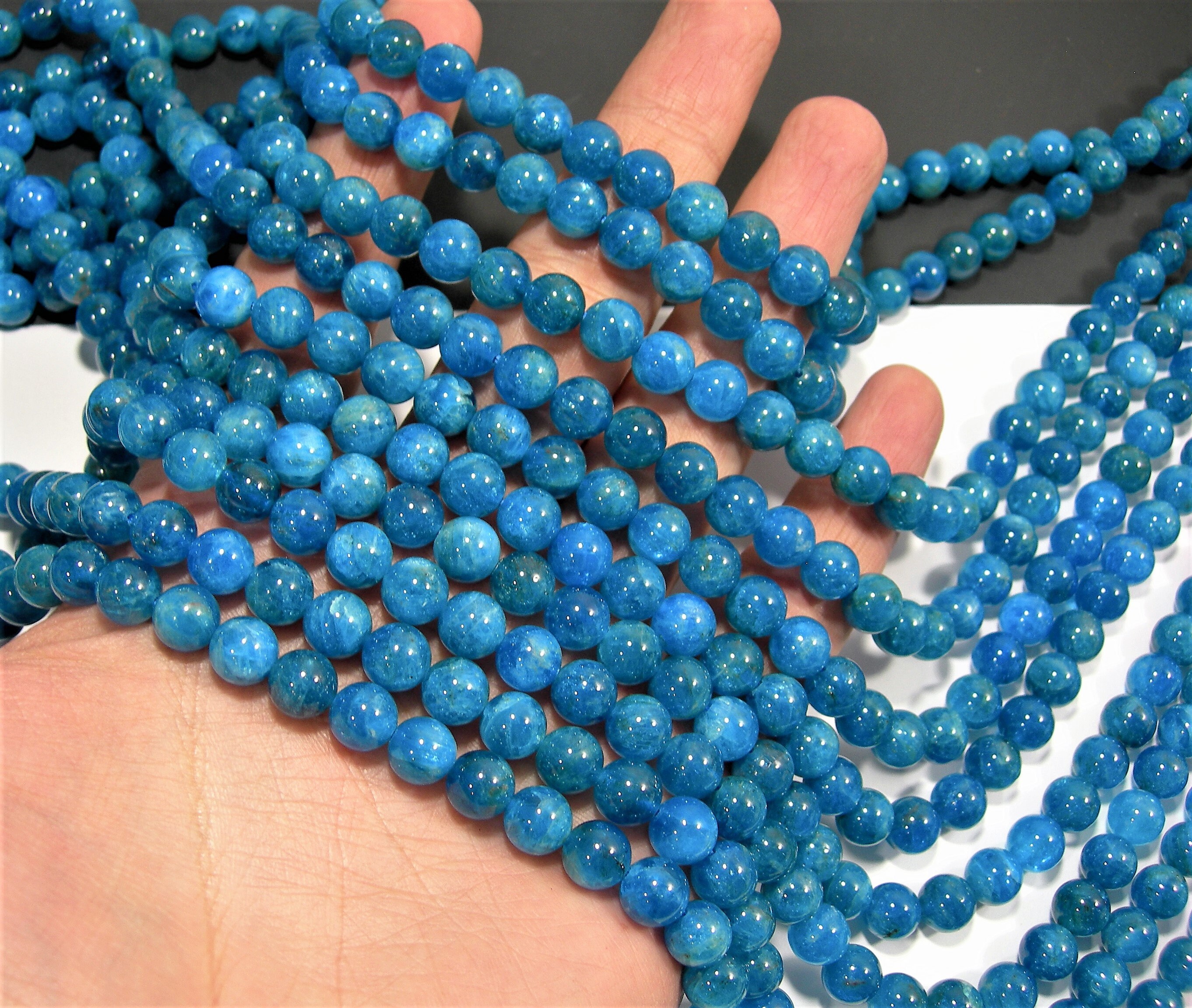 Blue Apatite 8mm Round Beads Full Strand 49 Beads | Etsy Canada