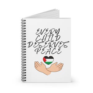 Cuaderno espiral "Niño en paz": perfecto para llevar un diario, regalo para activistas, material escolar, inspiración para tomar notas y regalos navideños.